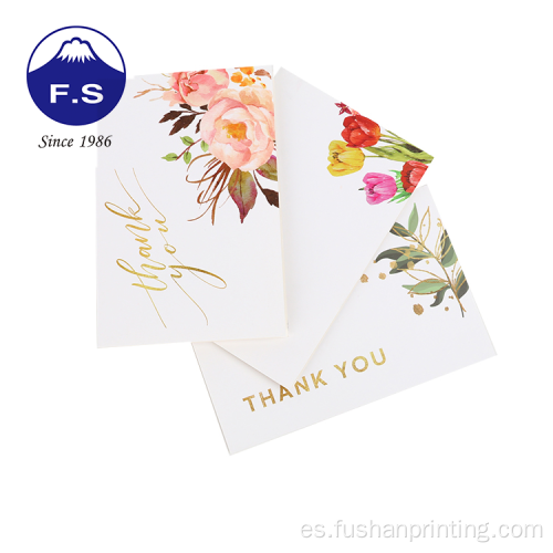 Impresión de diseño de la tarjeta de agradecimiento personalizado con caja